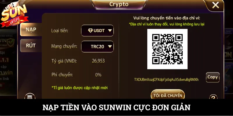 Nạp tiền vào SUNWIN cực đơn giản